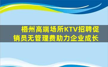 梧州高端场所KTV招聘促销员无管理费助力企业成长